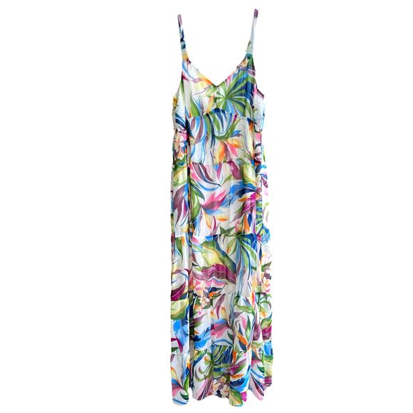 julia jordan Dresses & Skirts - Julia Jordan Tropical Print Tiered Chiffon Maxi Dress | Sz S, Multi Floral New